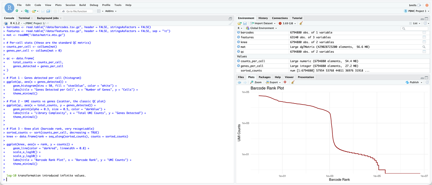 RStudio Server running in browser within a bioAF notebook session