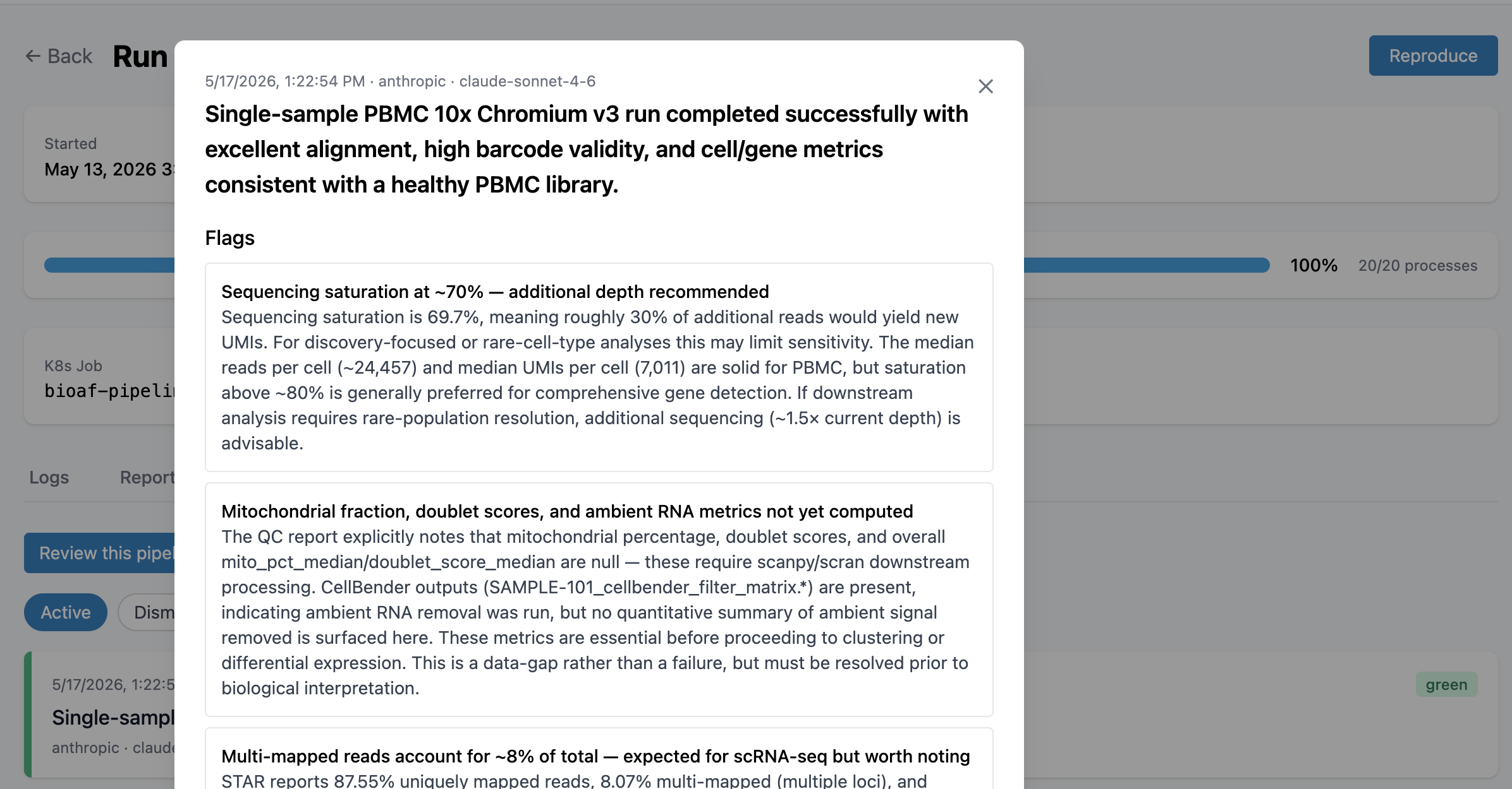 AI Review detail modal