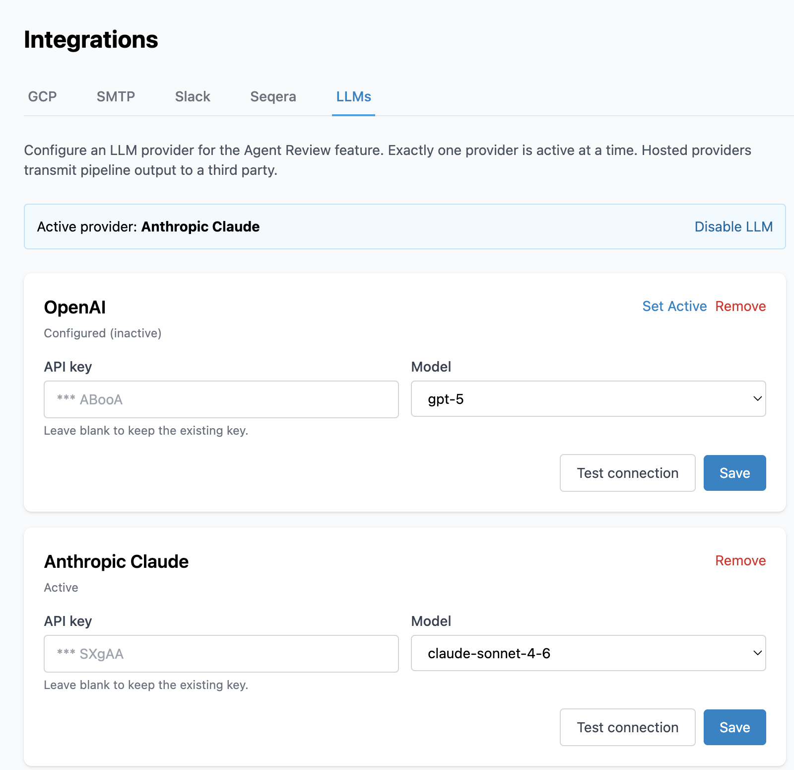 Configuring an LLM provider