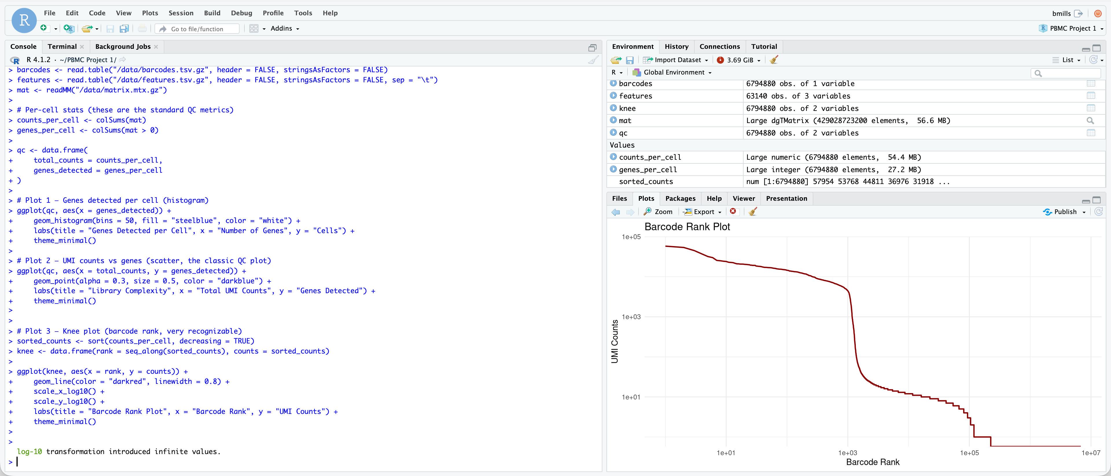 RStudio Server running in browser within a bioAF notebook session